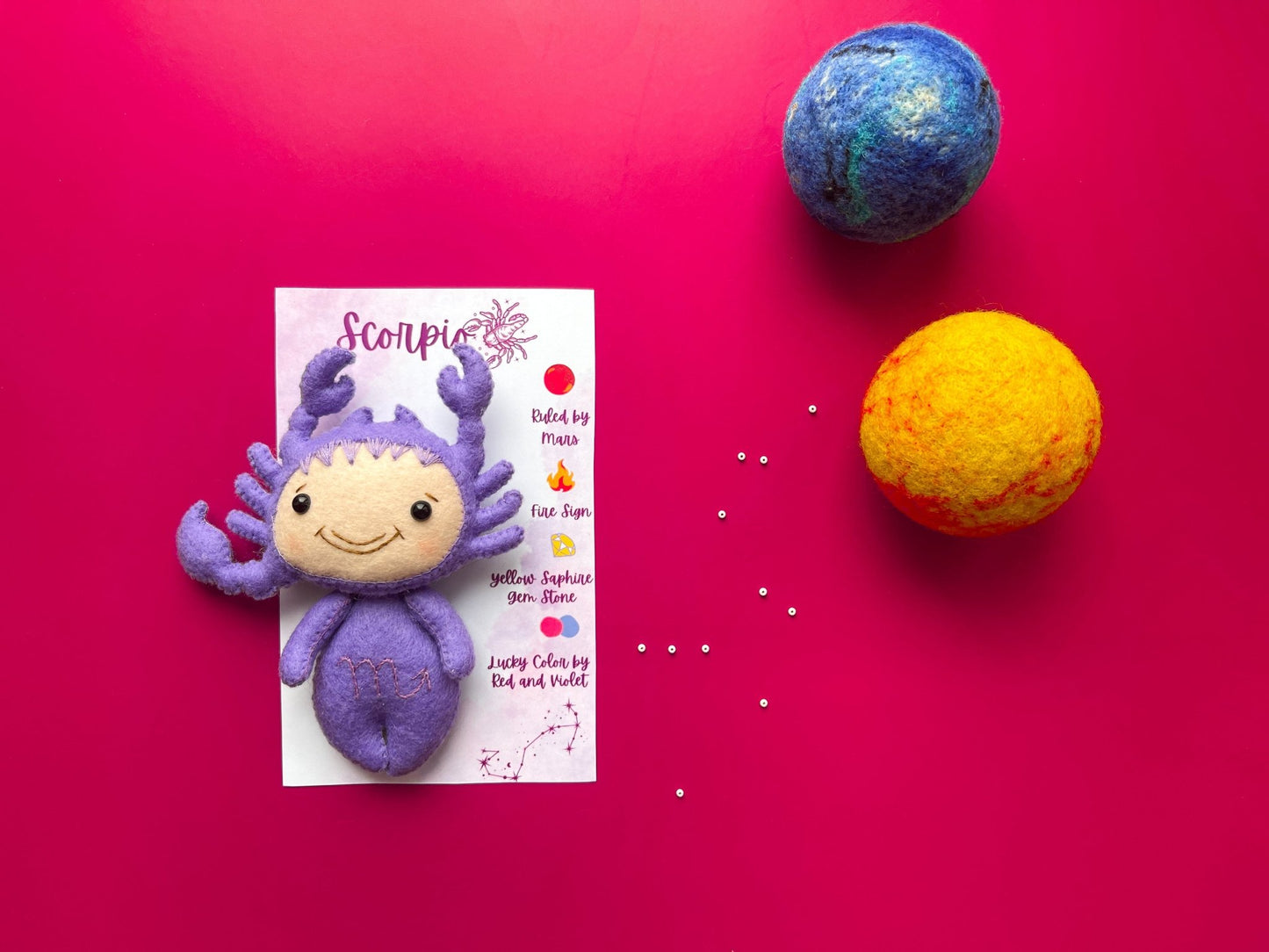 Scorpio Zodiac Felt Doll - WoollyFox