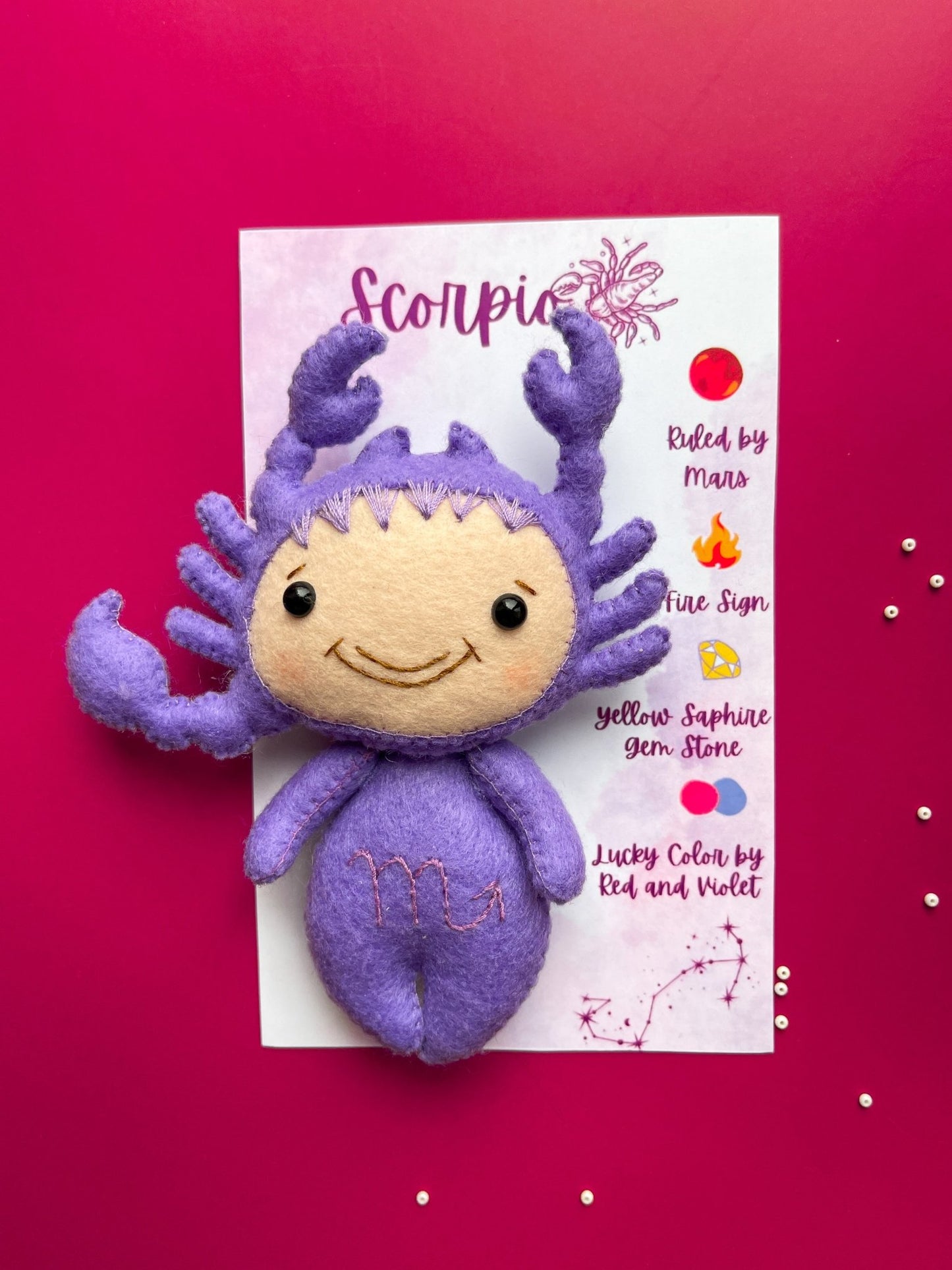 Scorpio Zodiac Felt Doll - WoollyFox