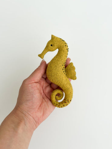 Seahorse Felt Ornament | Handmade Felt Toy | Ocean Animal Decor - WoollyFox