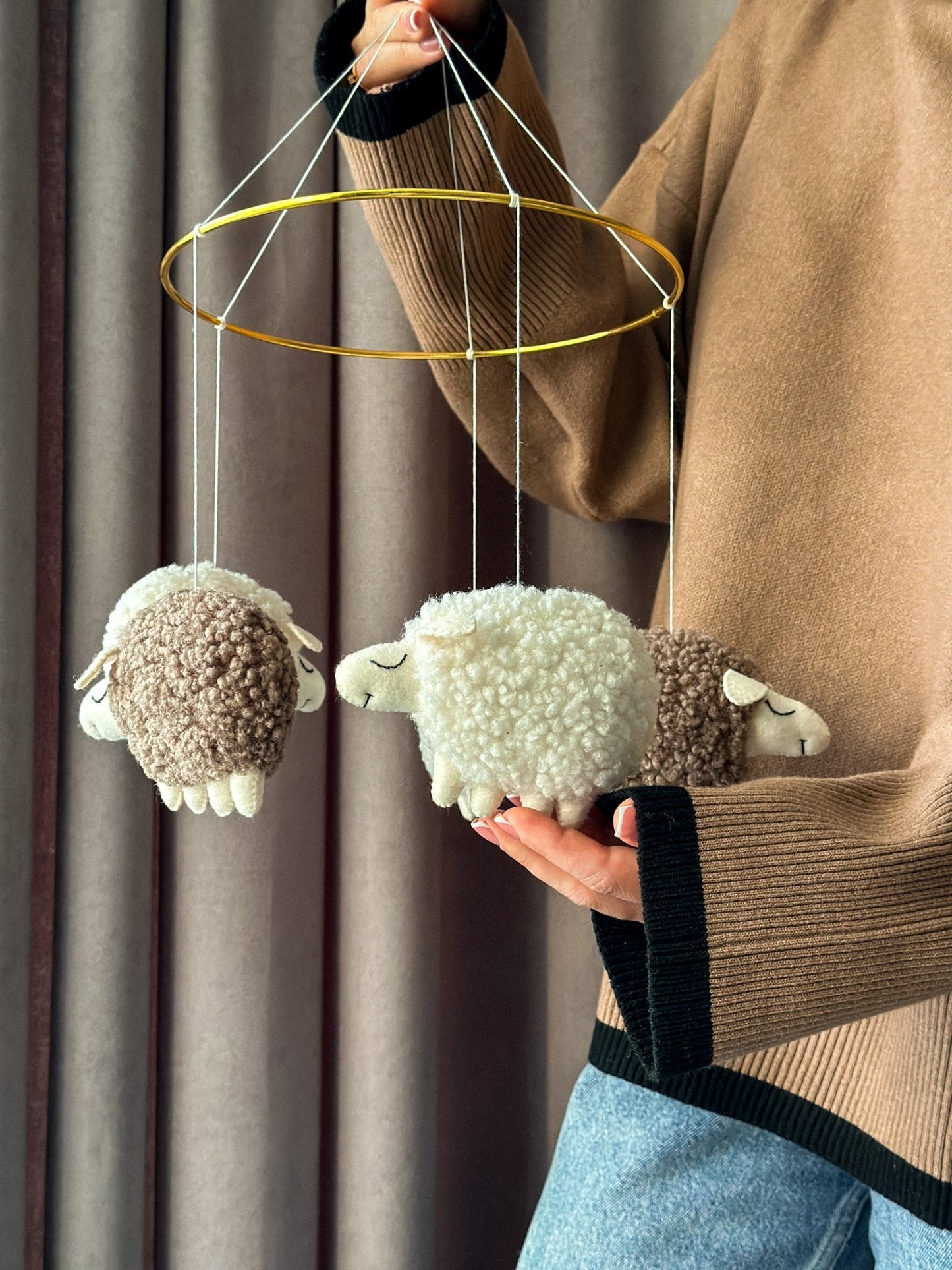 Sheep Nursery Mobile – Neutral Baby Mobile for Farm or Baby Shower Decor - WoollyFox