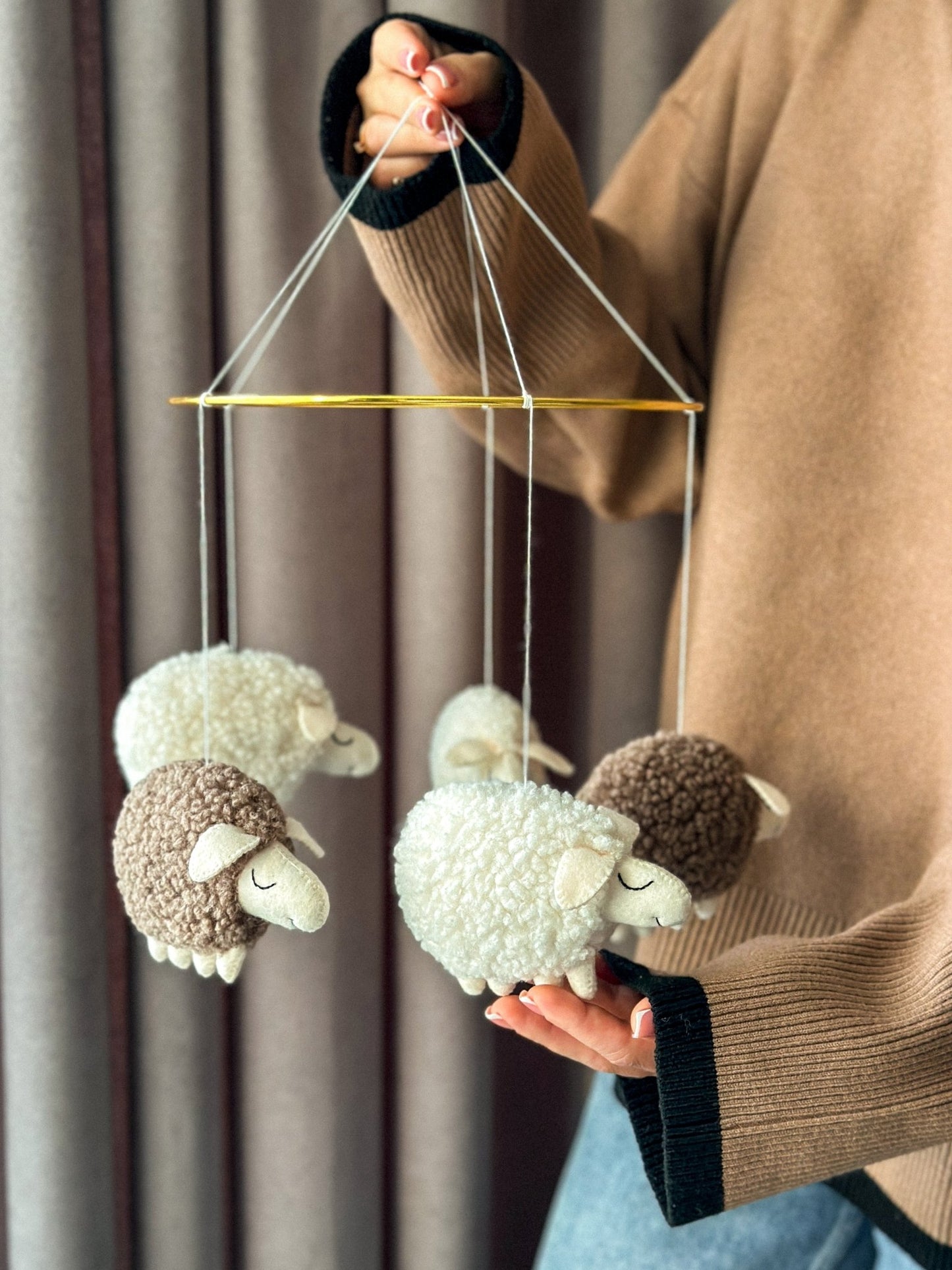 Sheep Nursery Mobile – Neutral Baby Mobile for Farm or Baby Shower Decor - WoollyFox
