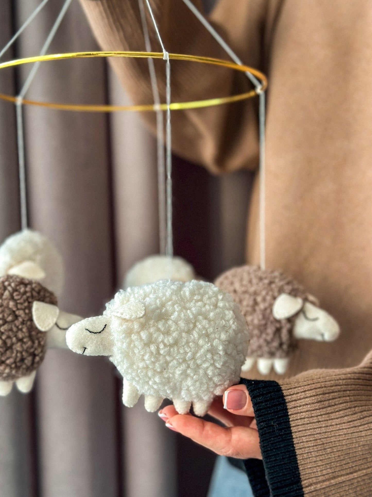 Sheep Nursery Mobile – Neutral Baby Mobile for Farm or Baby Shower Decor - WoollyFox