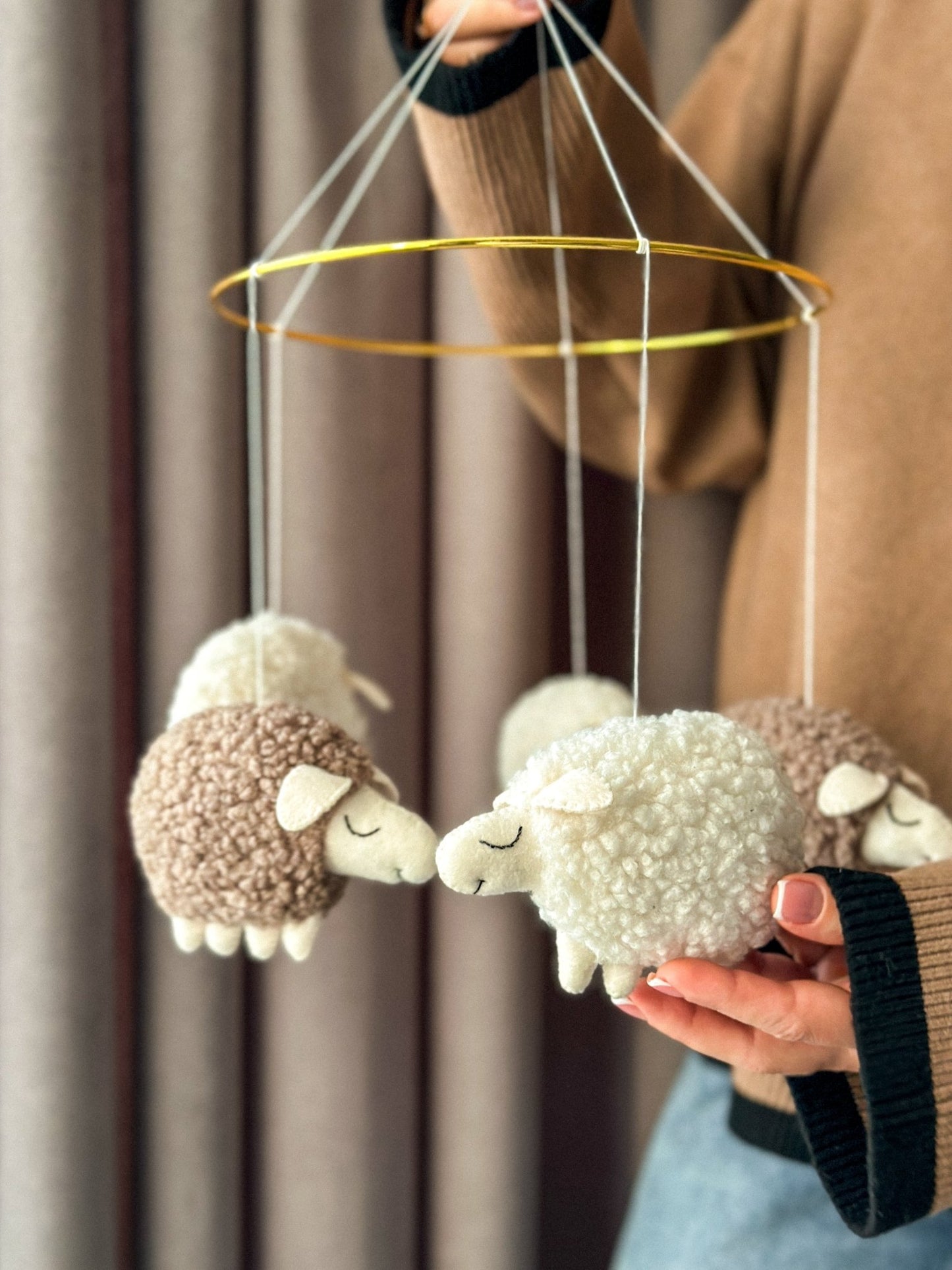 Sheep Nursery Mobile – Neutral Baby Mobile for Farm or Baby Shower Decor - WoollyFox
