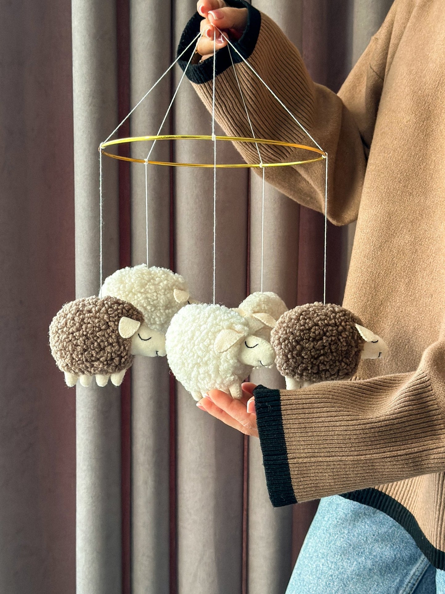 Sheep Nursery Mobile – Neutral Baby Mobile for Farm or Baby Shower Decor - WoollyFox