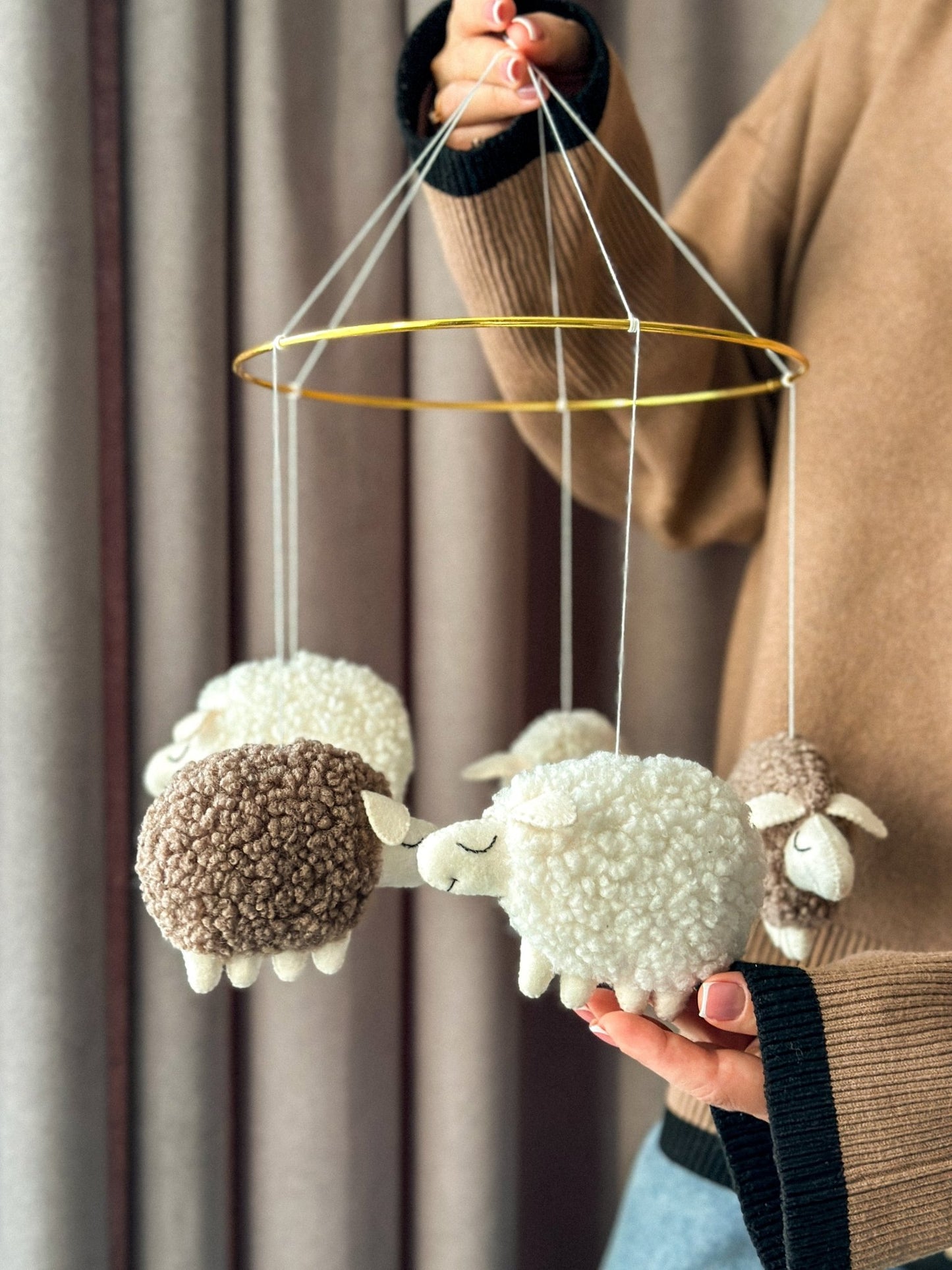 Sheep Nursery Mobile – Neutral Baby Mobile for Farm or Baby Shower Decor - WoollyFox