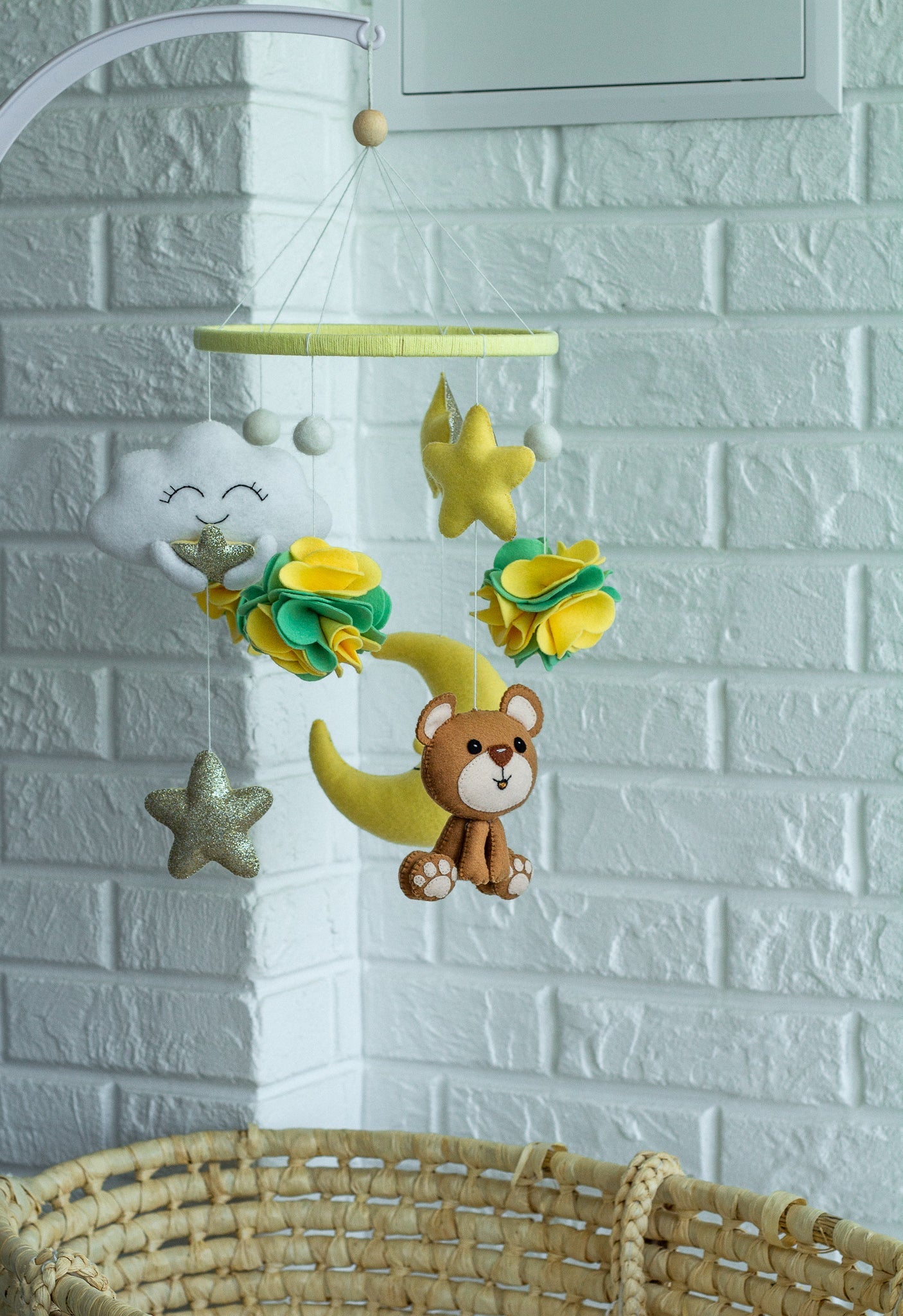 Sky And Bear Baby Mobile - WoollyFox