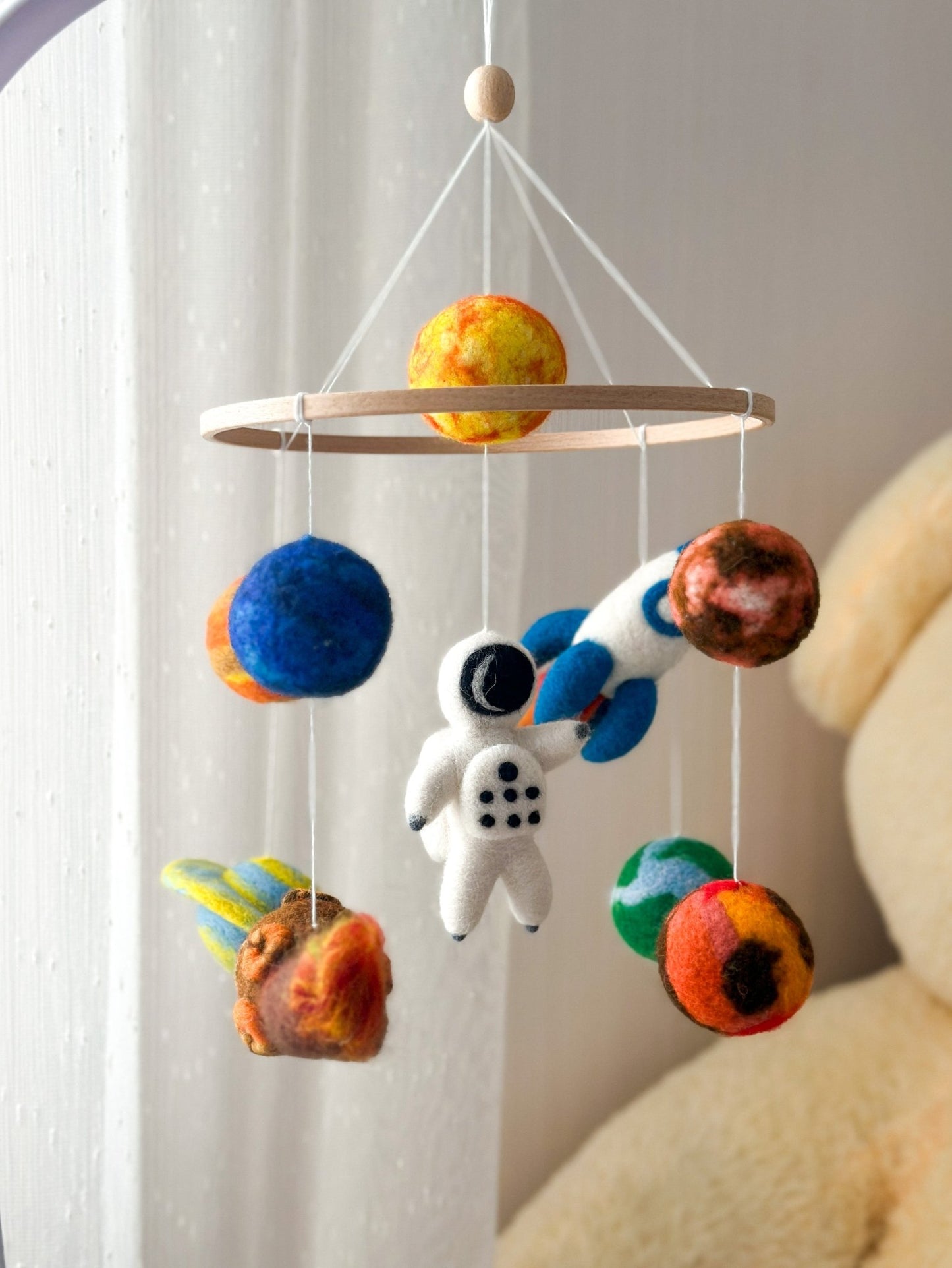 Spaceship Baby Mobile – Felt Crib Mobile with Planets & Astronaut - WoollyFox