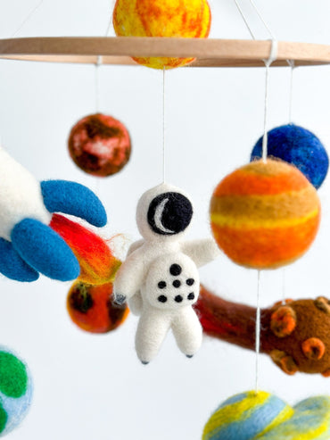 Spaceship Baby Mobile – Felt Crib Mobile with Planets & Astronaut - WoollyFox