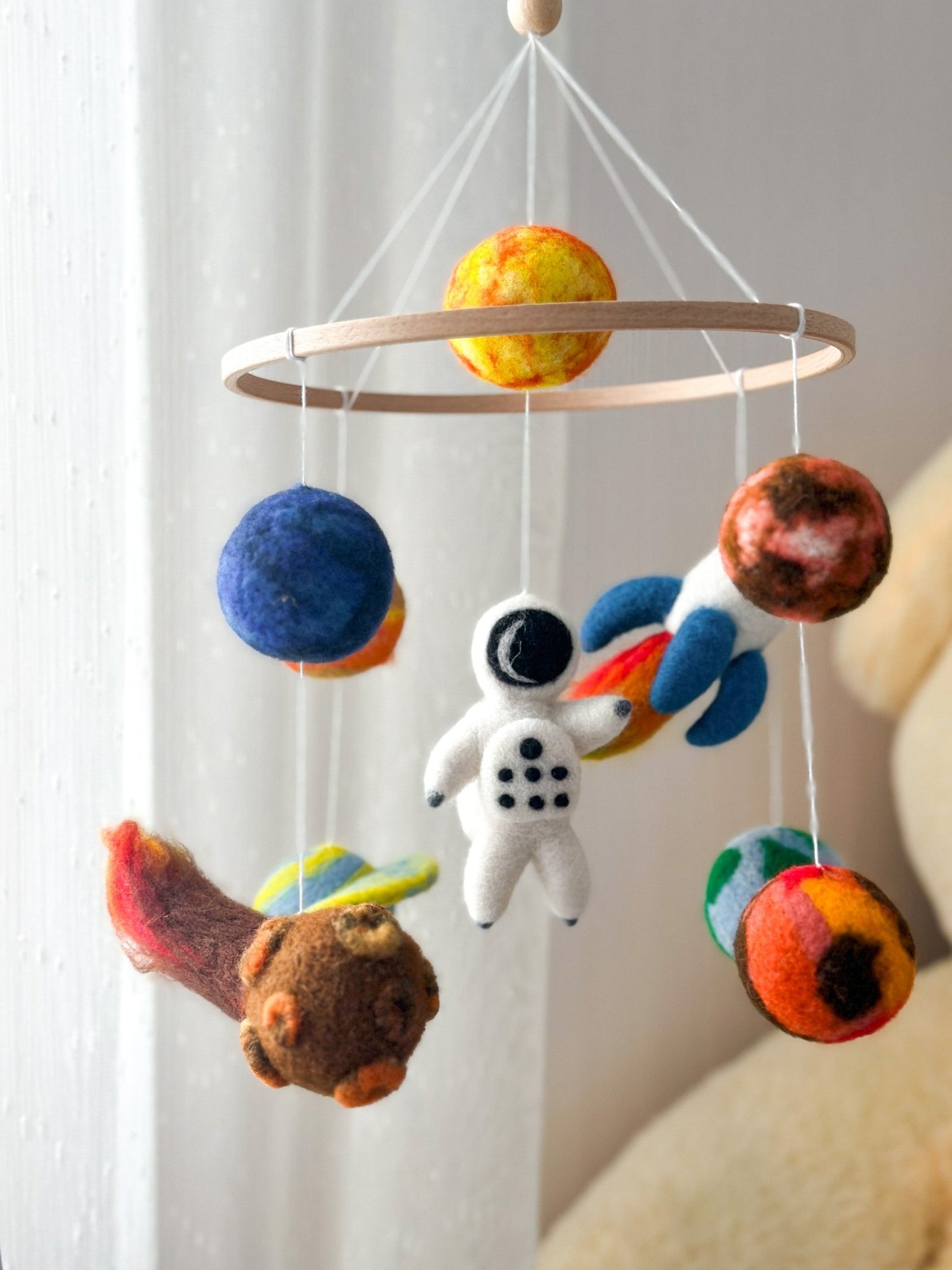 Spaceship Baby Mobile – Felt Crib Mobile with Planets & Astronaut - WoollyFox