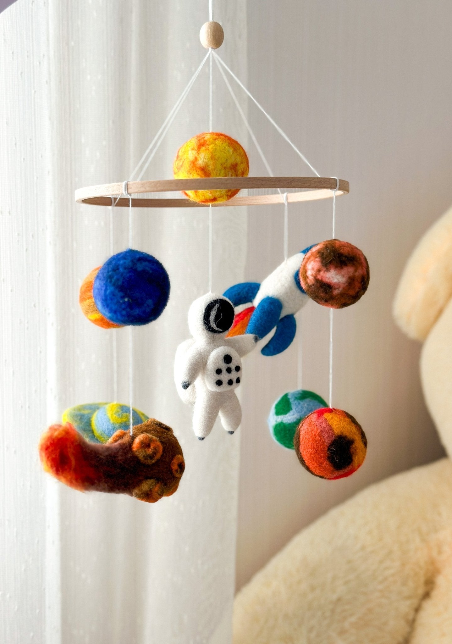 Spaceship Baby Mobile – Felt Crib Mobile with Planets & Astronaut - WoollyFox