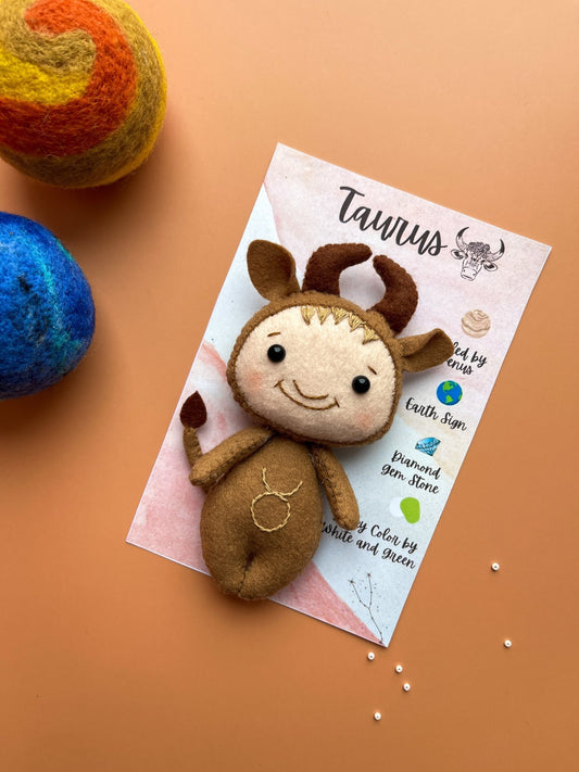Taurus Zodiac Felt Doll - WoollyFox