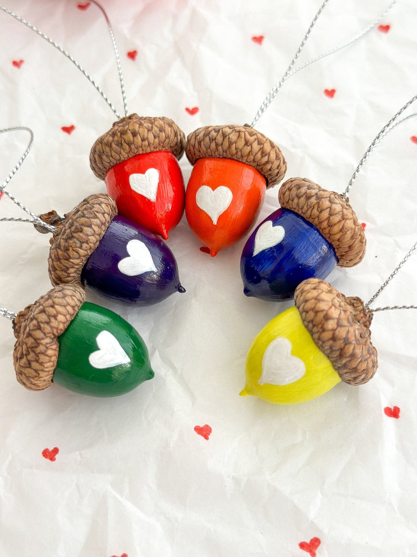 Valentine's Day acorn ornaments - WoollyFox