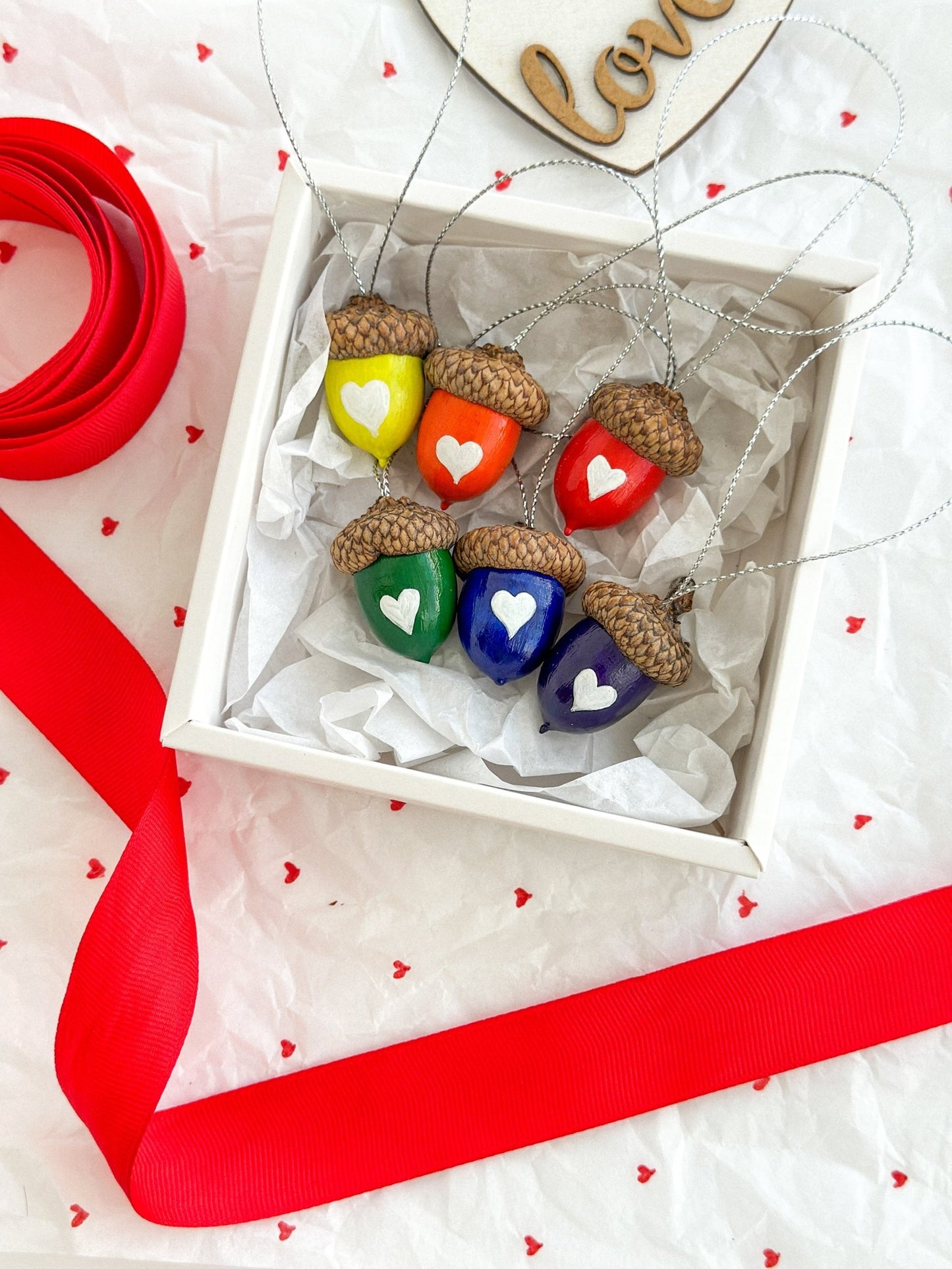Valentine's Day acorn ornaments - WoollyFox
