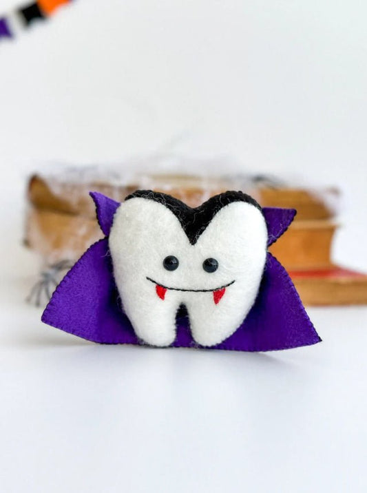 Vampire Tooth Ornament – Handmade Halloween Felt Dracula Decoration - WoollyFox