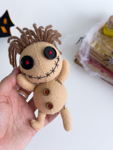 Voodoo Doll Plush – Creepy Cute Halloween Felt Toy with Button Eyes - WoollyFox