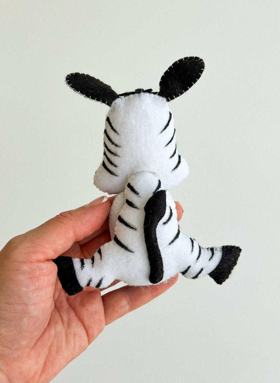 Zebra Felt Ornament | Handmade Felt Toy | Safari Animal Decor - WoollyFox