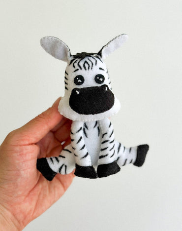 Zebra Felt Ornament | Handmade Felt Toy | Safari Animal Decor - WoollyFox