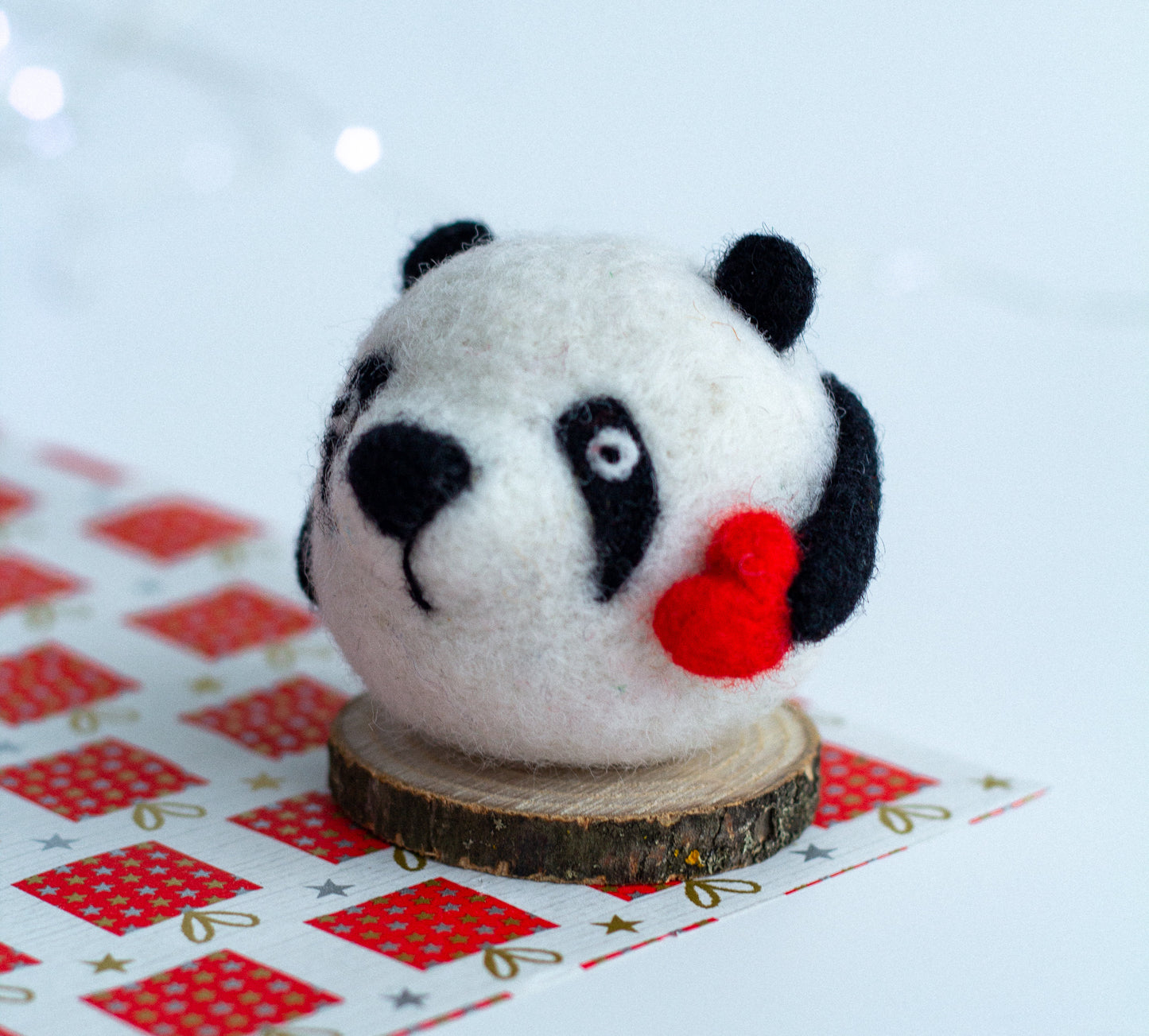 Felted panda decor