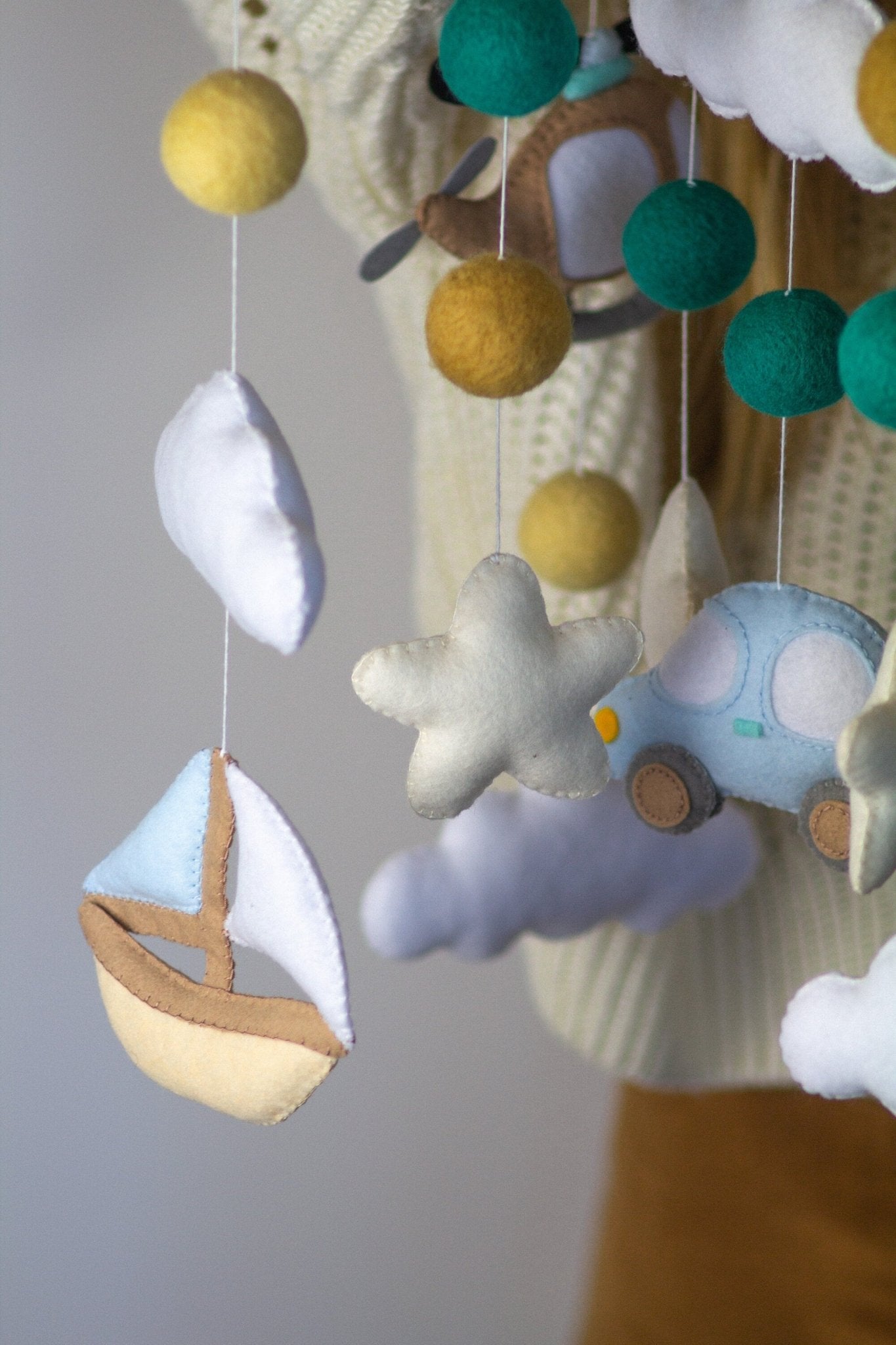 Baby mobile neutral, nursery baby crib mobile - WoollyFox