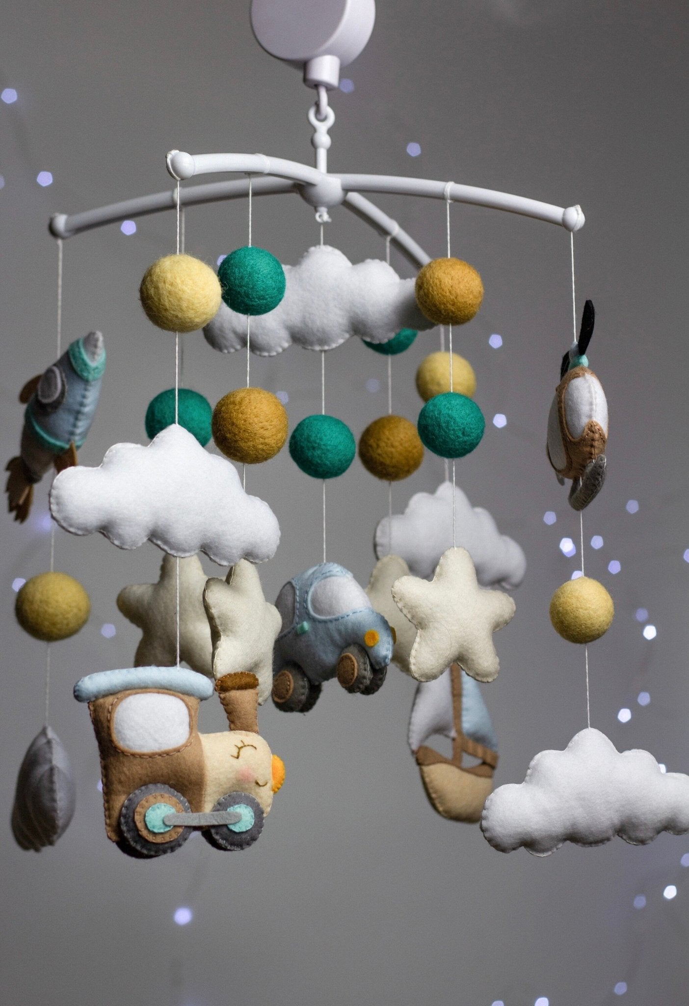 Baby mobile neutral, nursery baby crib mobile - WoollyFox