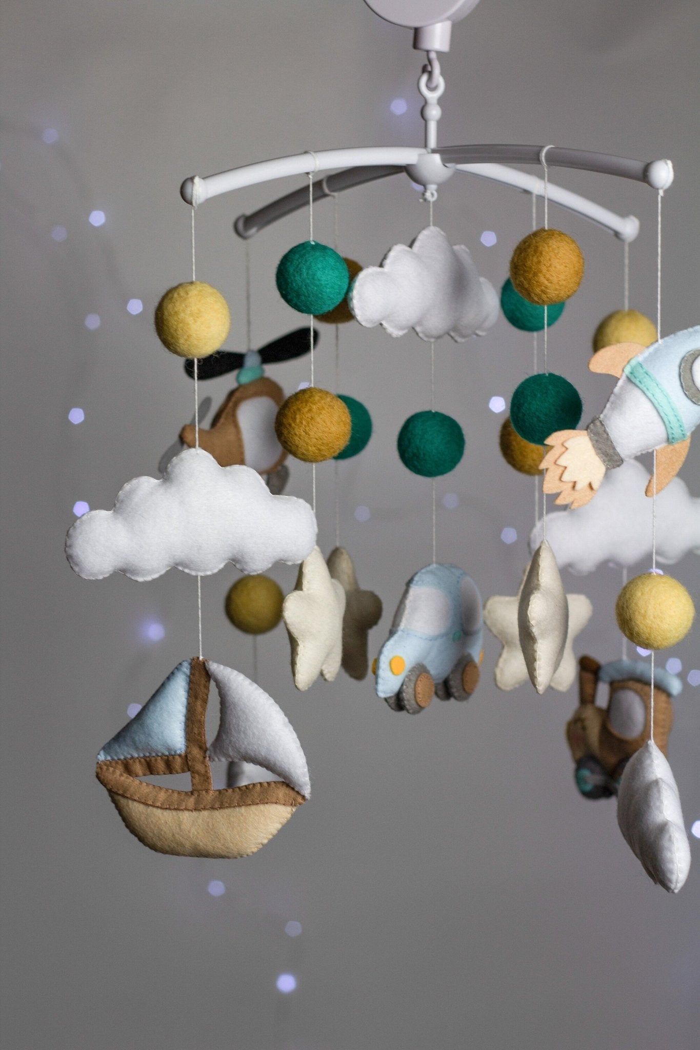Baby mobile neutral, nursery baby crib mobile - WoollyFox