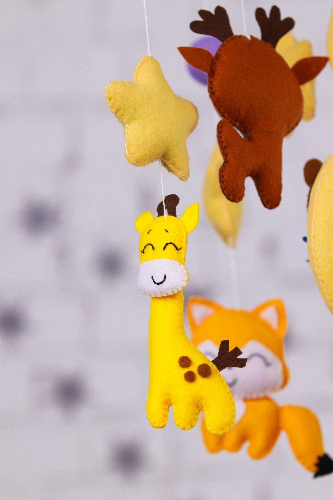 Bear on the moon baby crib mobile - WoollyFox