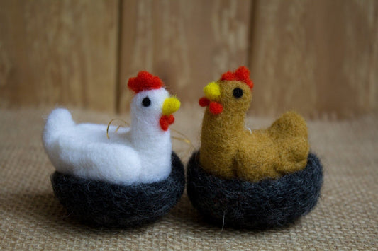Christmas Ornaments Felted Chicken - WoollyFox