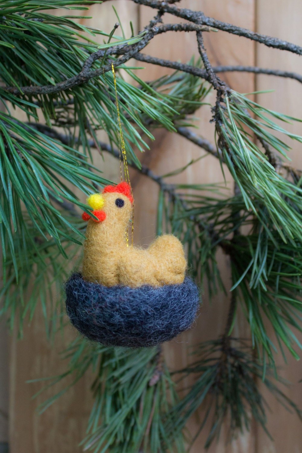 Christmas Ornaments Felted Chicken - WoollyFox