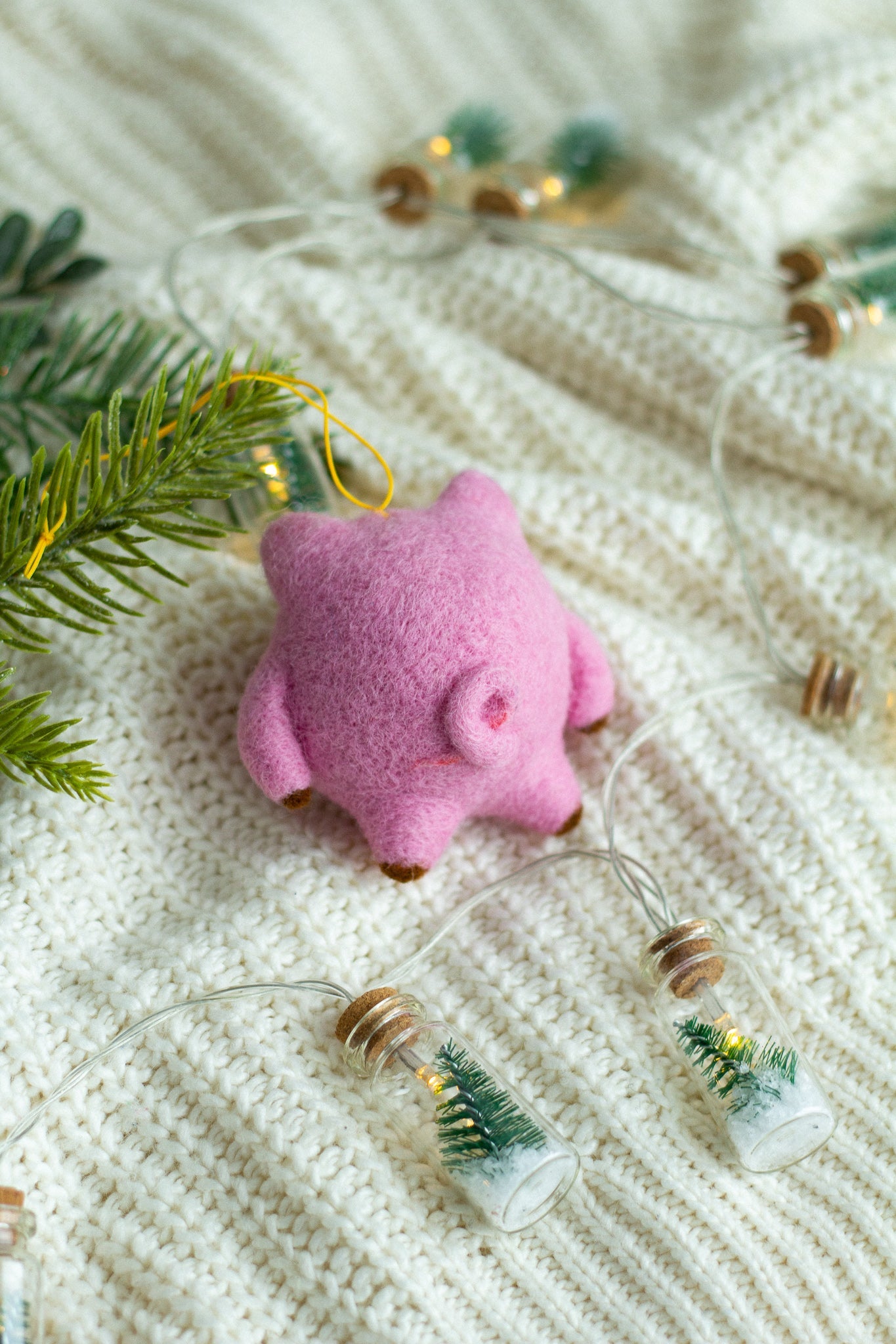 Christmas Wool Pig Ornament - WoollyFox