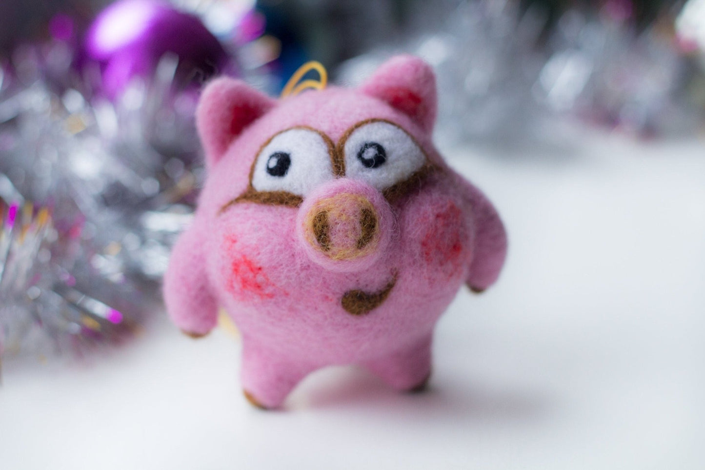 Christmas Wool Pig Ornament - WoollyFox