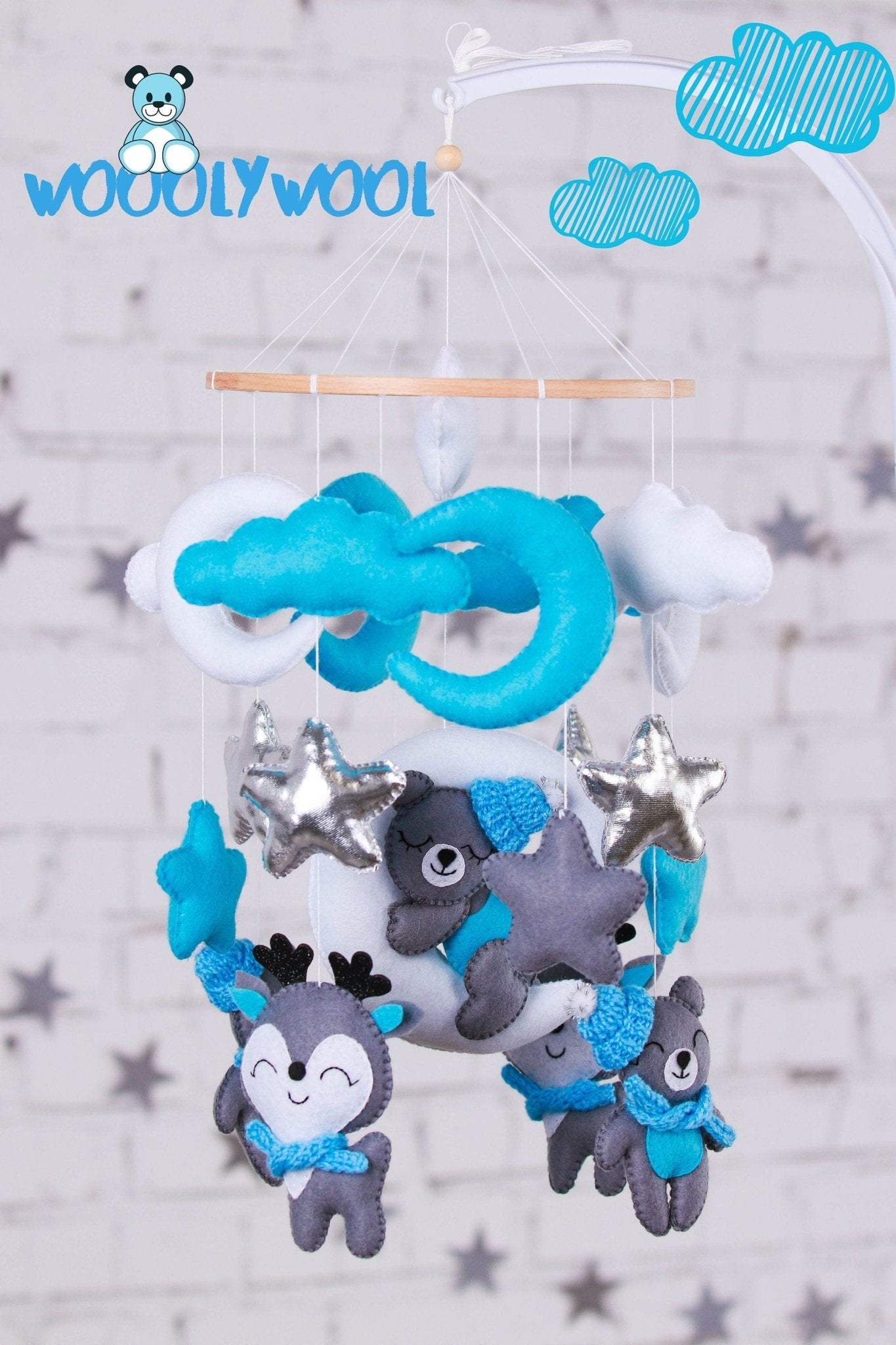 Deer and Bear Baby Mobile - WoollyFox