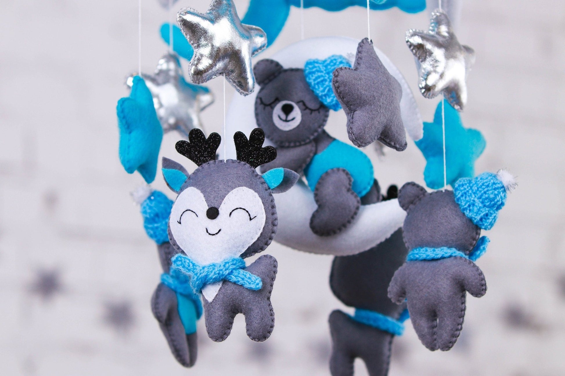 Deer and Bear Baby Mobile - WoollyFox