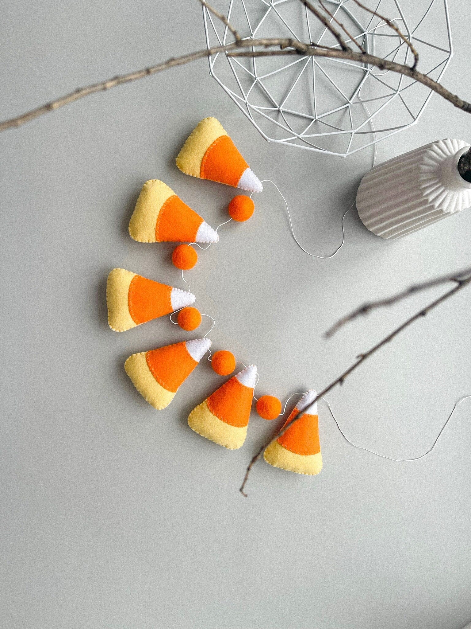 Felt Candy Corn Garland – Handmade Halloween Decoration - WoollyFox