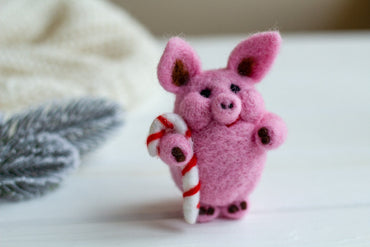 Felted Pig Ornament - WoollyFox