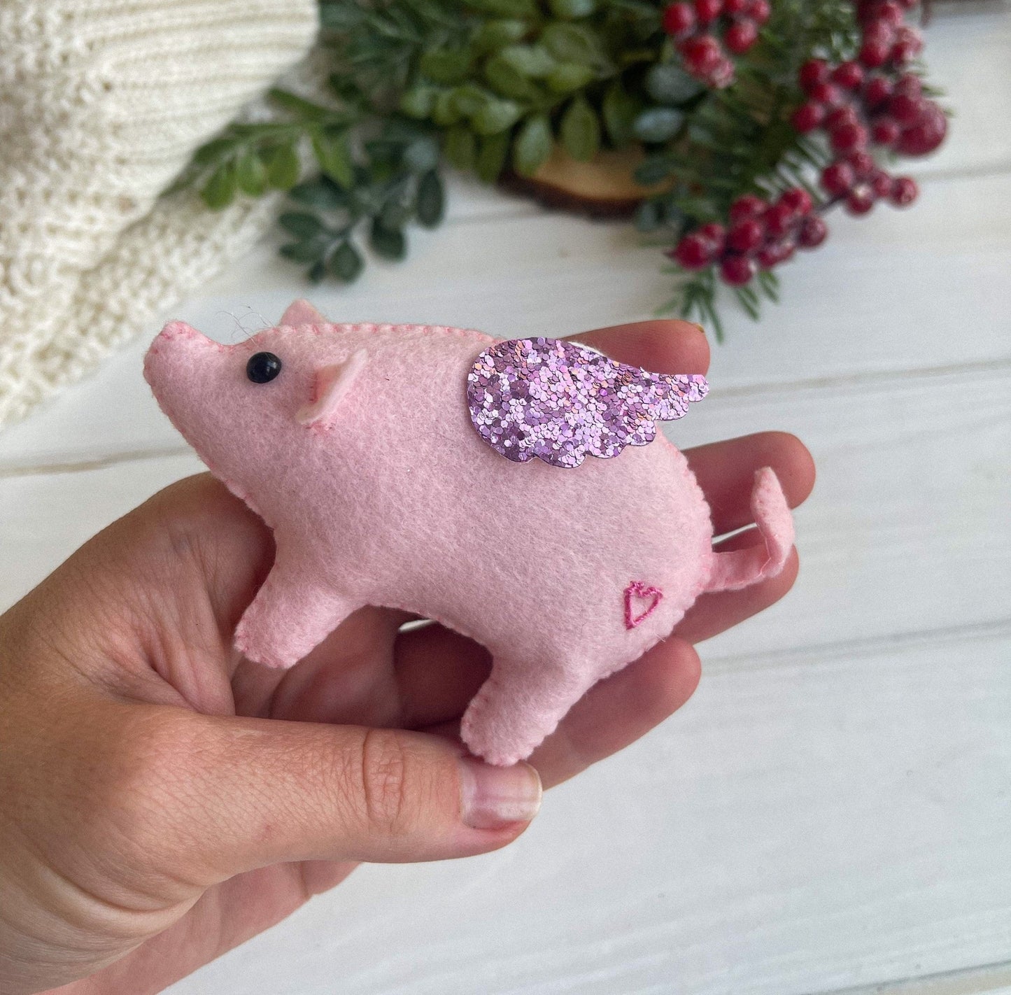 Felted Pink Piglet - WoollyFox