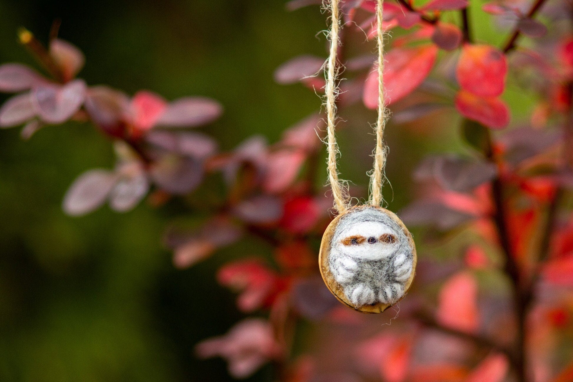 Felted Sloth Christmas Ornament - WoollyFox