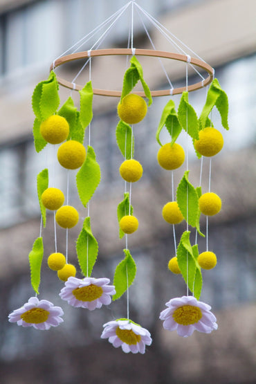 Flower baby crib mobile, crib mobile for girl - WoollyFox