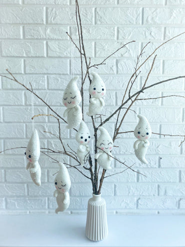 Halloween Felt Ghost Ornaments – Handmade Spooky Decor - WoollyFox
