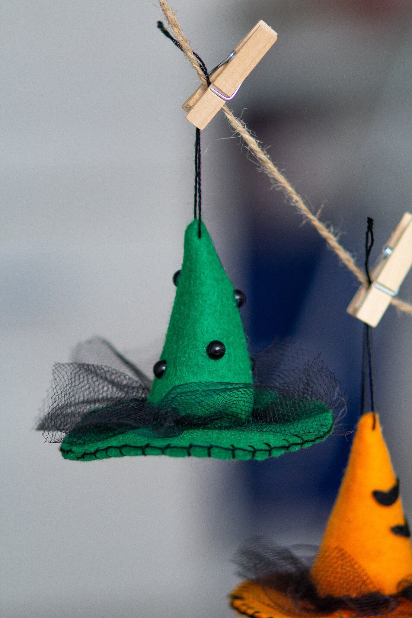 Hanging Witch Hats – Felt Halloween Tree Decorations, Colorful Witch Hat Ornaments, Halloween Home Decor - WoollyFox