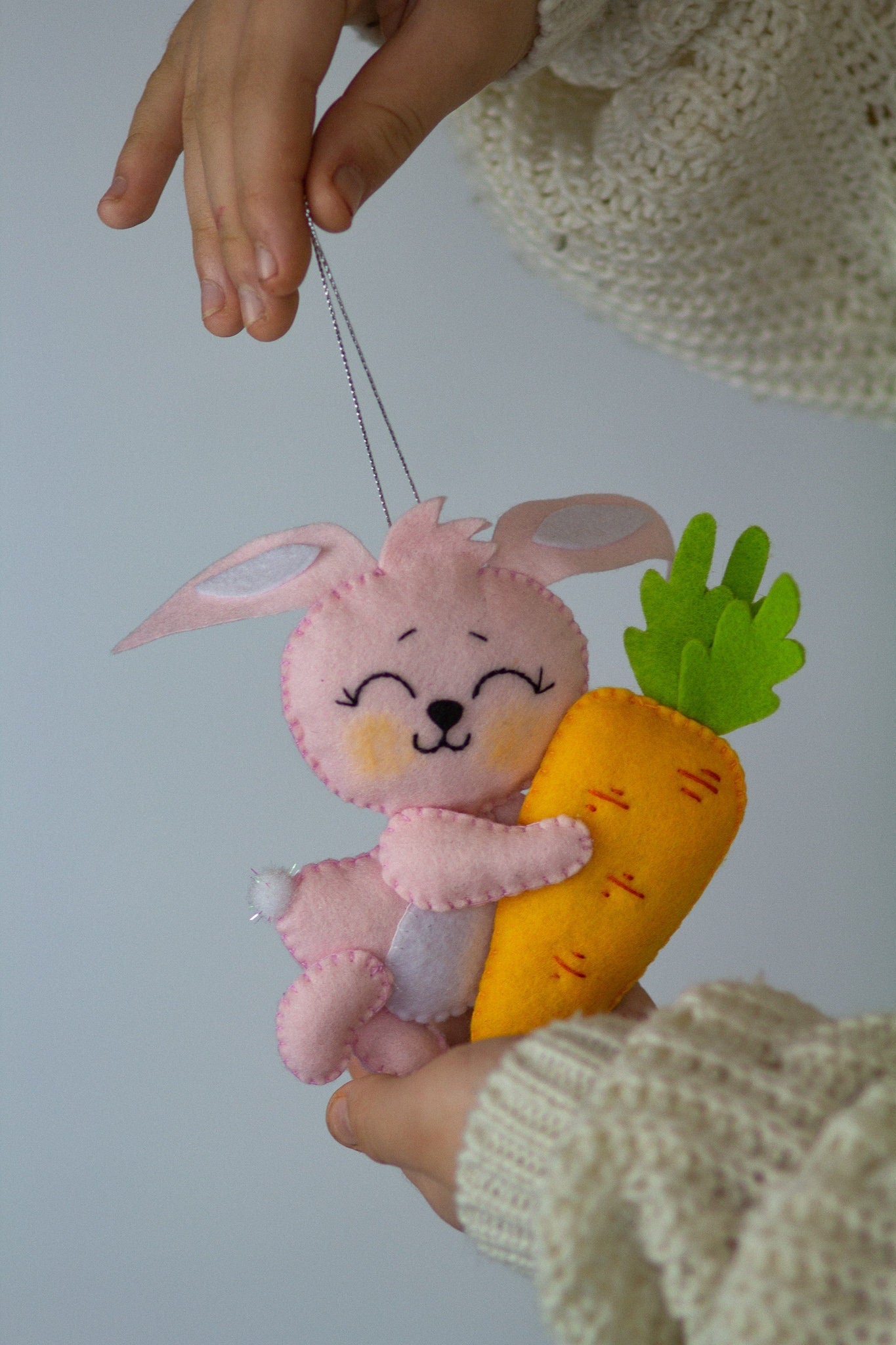 Handmade Felt Bunny Hanging Decoration