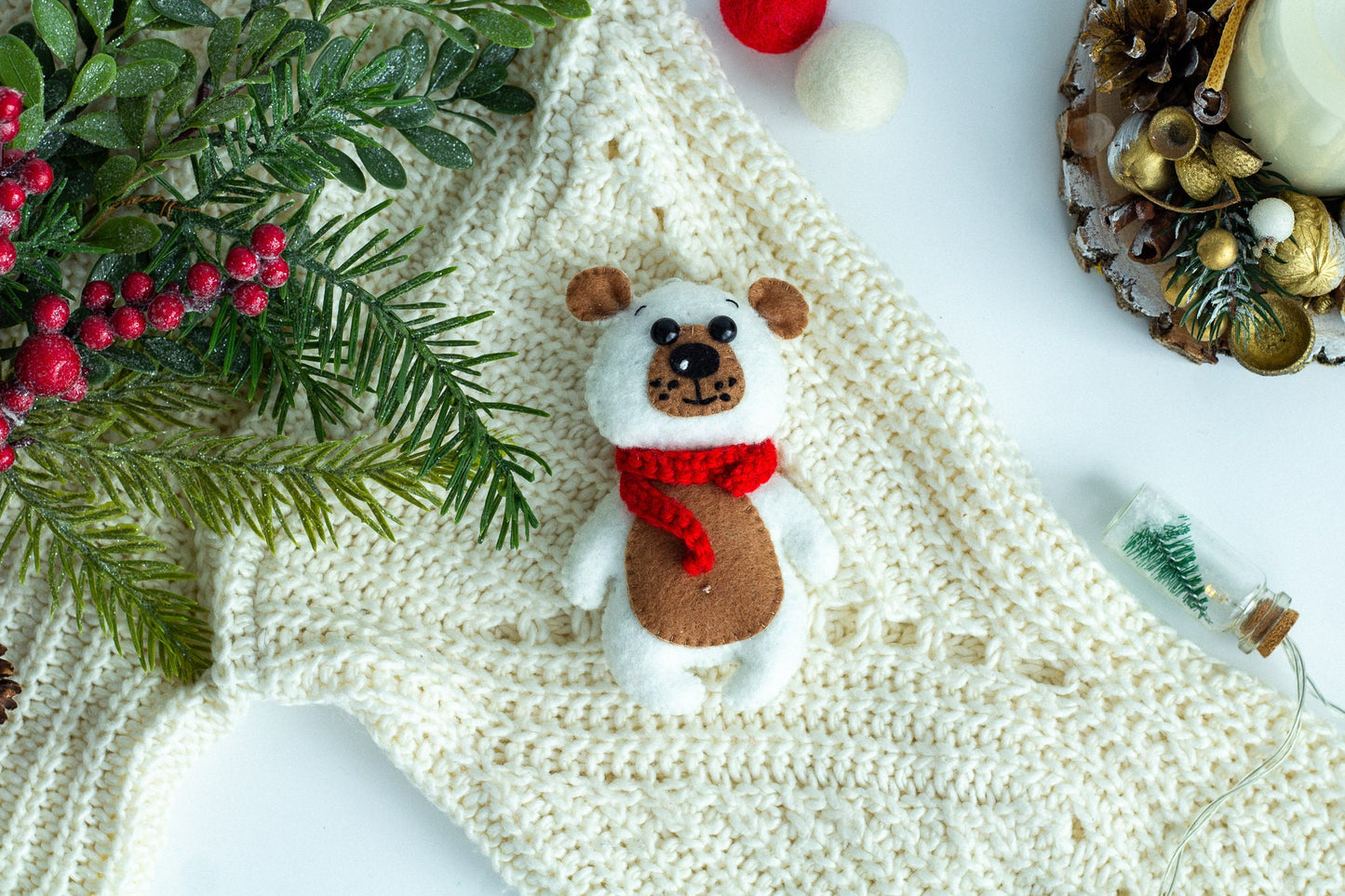 Winter polar bear ornament
