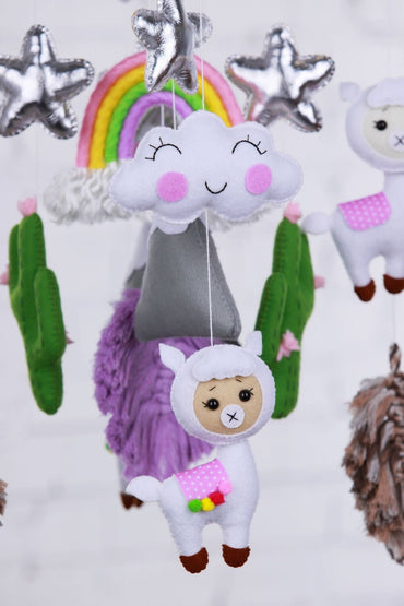 Llama baby crib mobile, macrame nursery decor - WoollyFox