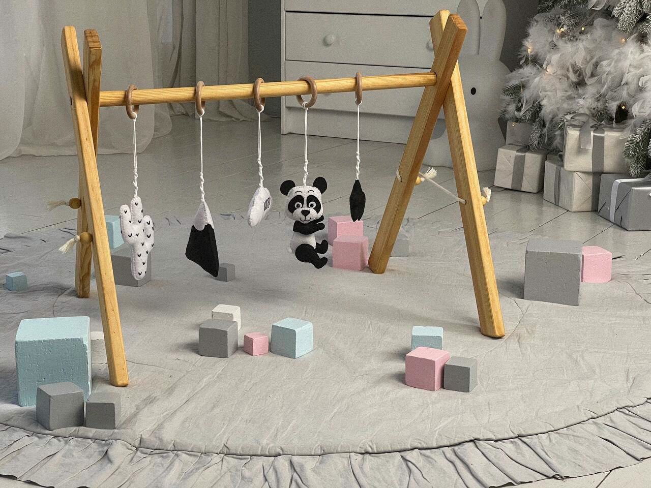 Monochrome baby gym, Baby activity center - WoollyFox