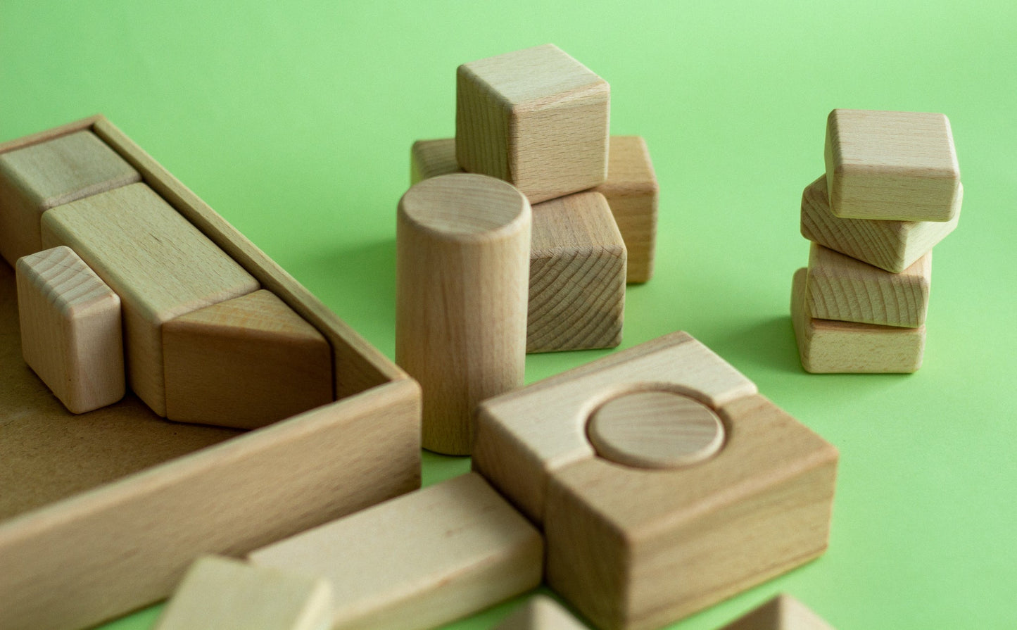 Montessori Natural Wooden Blocks Set - WoollyFox