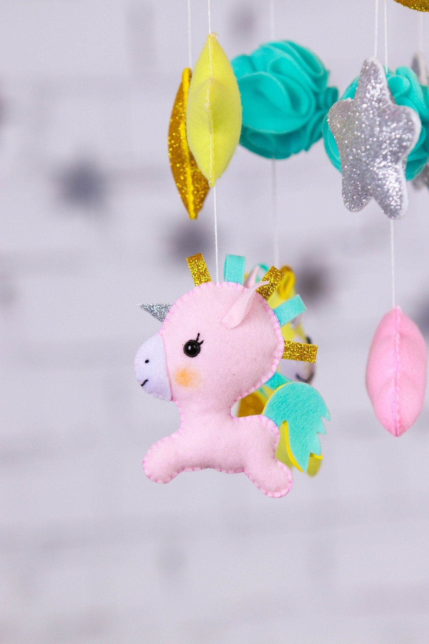 Rainbow unicorn baby crib mobile - WoollyFox