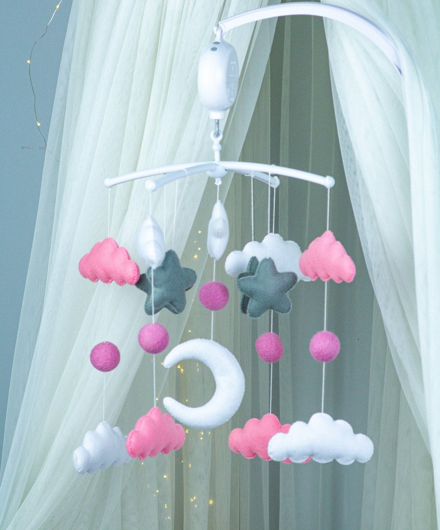 Stars and moon baby crib mobile - WoollyFox
