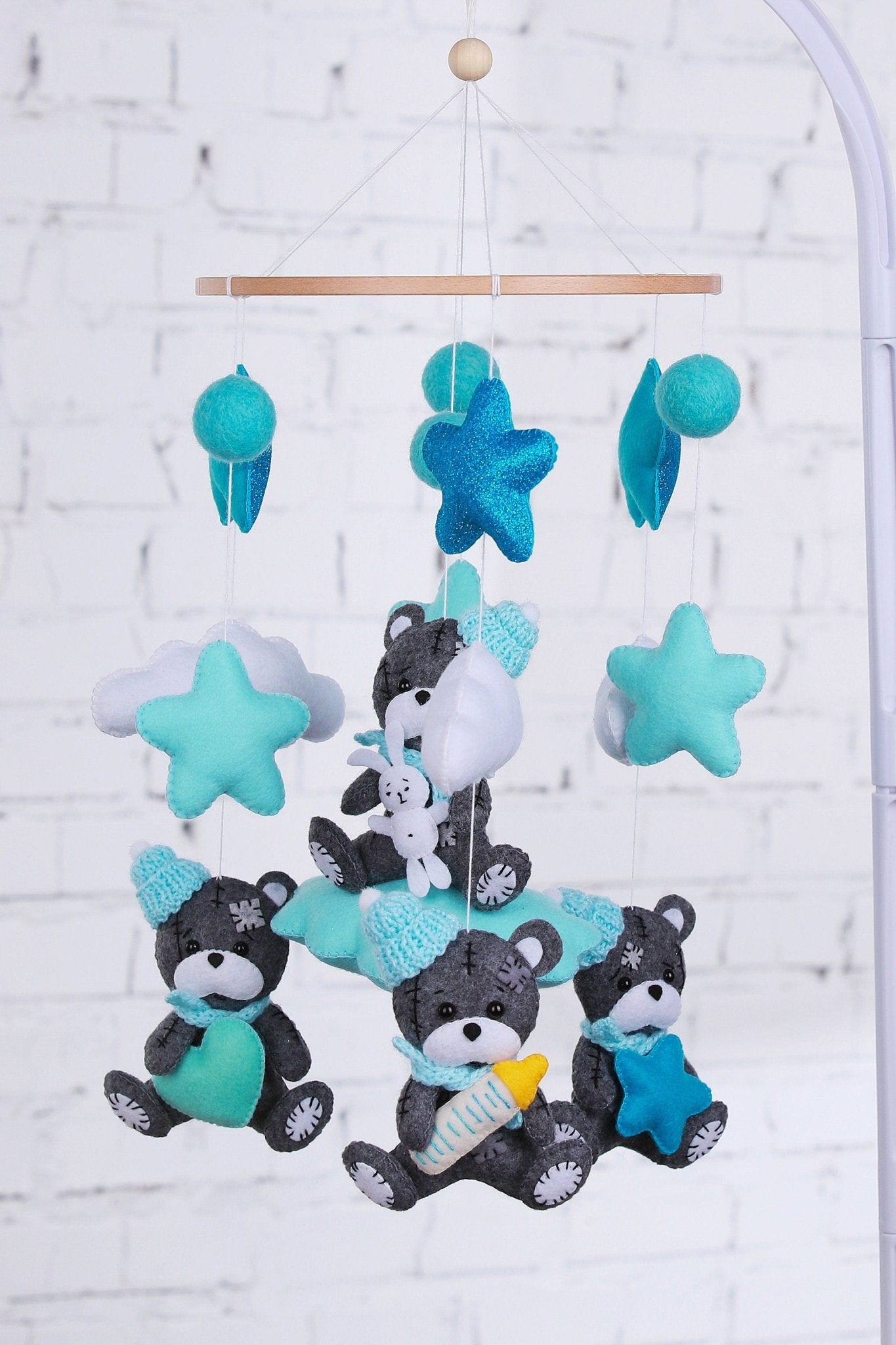 Teddy Bear Baby Mobile - WoollyFox