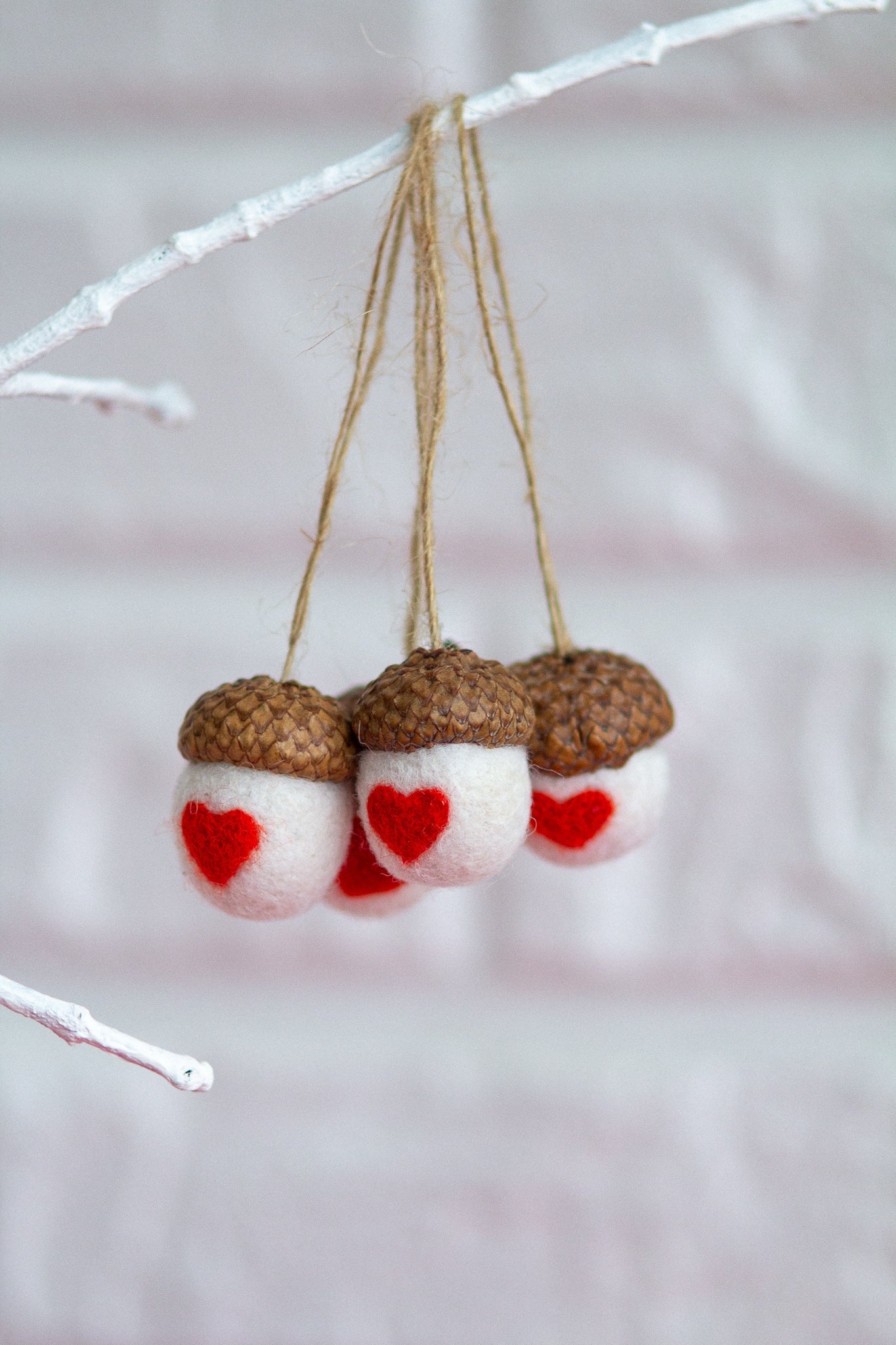 Valentine's Day Set Acorn Ornaments - WoollyFox