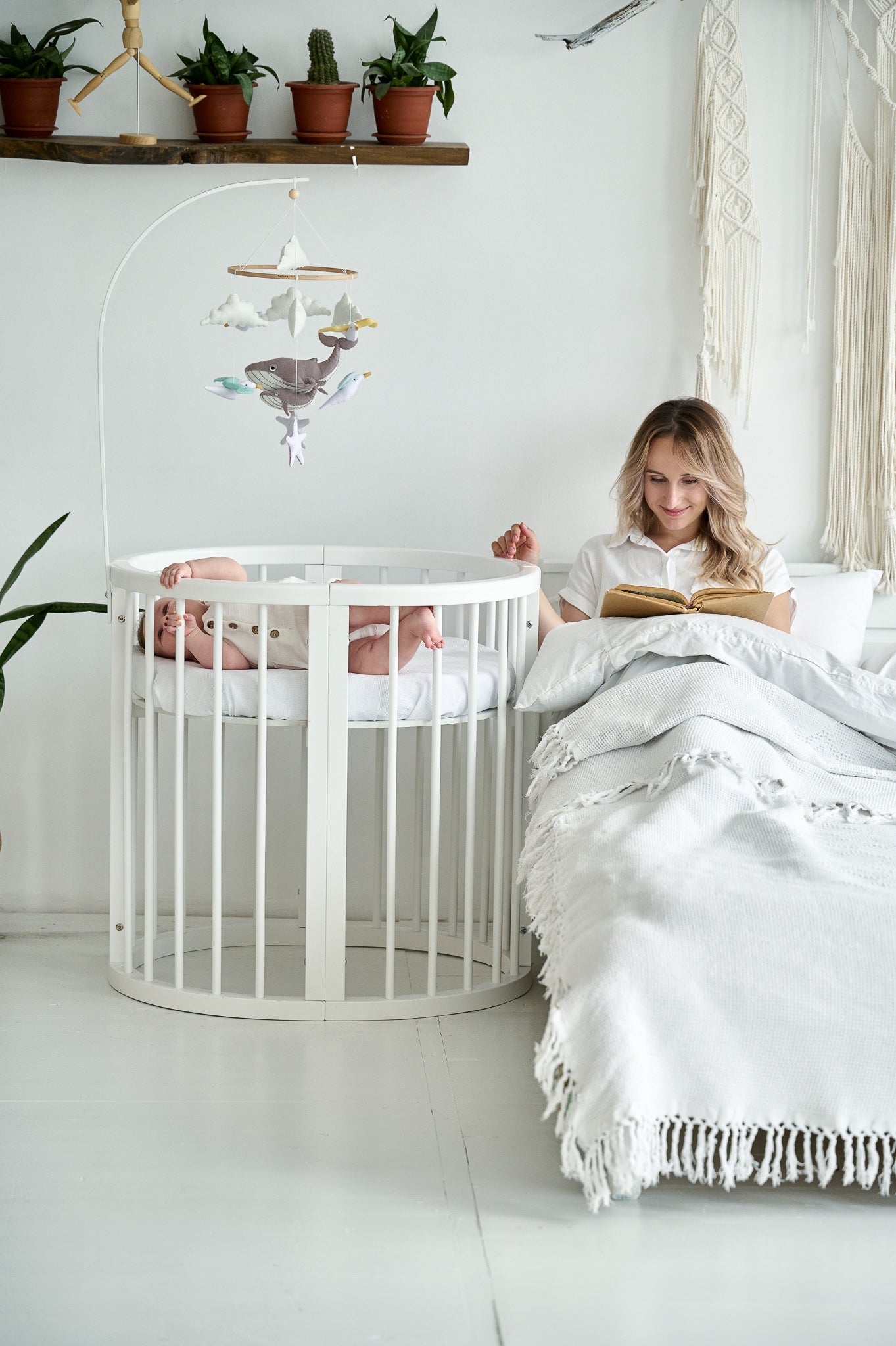 Whale Baby Mobile – Nautical Crib Mobile with Seagulls & Starfish - WoollyFox