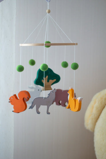 Woodland Wooden Baby Mobile - WoollyFox